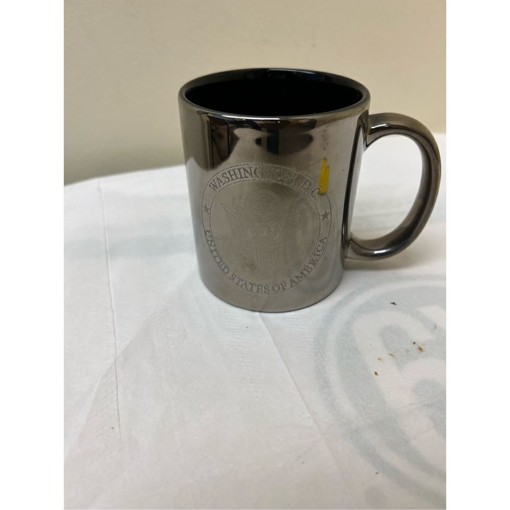 USA Seal Eagle Washington DC Coffee Cup Mug Flag Embossed Raised Stars Metallic